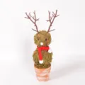 Christmas moss reindeer snowman potted ornament desktop holiday decor green plant gift - Branch Antlers (Red Scarf)