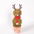Christmas moss reindeer potted ornament retro desktop decoration holiday gift festive room decor - Brown Antlers (Red Scarf)