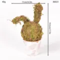 Easter moss rabbit ornament in distressed pot, pastoral style desktop decoration for spring. - 86023