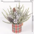 Christmas desktop potted plant with pine branches, glitter berries and plaid fabric pot decor. - 86318