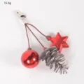 Christmas tree decorative clip with red ball star and frosted pine cone ornament. - 15