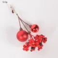 Christmas decorative clip with red berries and shiny balls for tree floral DIY craft decor. - 19