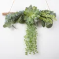 Artificial succulent wall hanging fake plant log decor for living room home wall decoration - Log-tied Wall Hanging / Grey-Green Echeveria