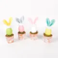 Easter egg bunny potted decoration with moss and cute plush ears for spring holiday home display. - 4 Pcs Set
