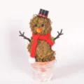 Handcrafted moss snowman potted plant Christmas desktop decoration vintage terracotta pot - Small Red Scarf (85832)
