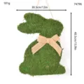 Easter green moss rabbit hanging sign with burlap bow, perfect for spring wall and door decor. - 74796