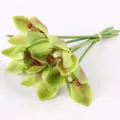 Bouquet di orchidee Cymbidium artificiali 6 steli fiori finti decorazione casa moderna - 25cm / Verde