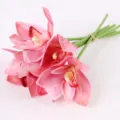Bouquet di fiori di orchidea rosa artificiale per decorazione tavola casa nuova top - 25cm / Rosa fagiolo