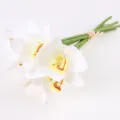 Mazzo di fiori di orchidea cymbidium bianchi artificiali per la decorazione della tavola - 25cm / Bianco Crema
