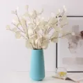 Rami di eucalipto artificiali in vaso di ceramica blu, pianta finta per decorazione casa - 87cm / Bianco Autunno