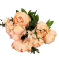 Bouquet di Peonie Artificiali 13 Teste Fiori di Seta Decorazione Casa Rosa Bella - Arancione primavera