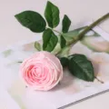 Fiore finto di rosa rosa idratante artificiale a stelo singolo per la decorazione di nozze a c - Rosa chiaro
