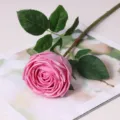 Rosa artificiale rosa ramo singolo fiore finto per decorazione domestica e oggetti di nozze. - Rosa autunno