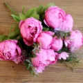 Artificial Peony Flower Bouquet 13 Heads Pink Faux Floral Arrangement Home Decor - Spring Light Rose Red