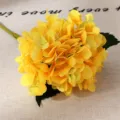 Ortensia finta gialla fiore artificiale di seta singolo stelo per decorazione casa festa - Giallo