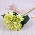 Artificial green hydrangea flower stem with pink ribbon for home wedding decoration - Green