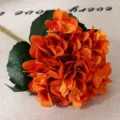 Artificial orange hydrangea flower stem for home decor, wedding arrangement, and floral design. - Dark Orange