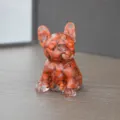 Detail view of a crystal stone resin bulldog sculpture, perfect for home and office decor. - Red Jasper