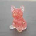 Harz Französische Bulldogge Figur Rosa Goldfolie Süße Welpen Skulptur Büro Dekoration - Wassermelonenrot
