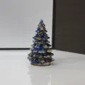 Exquisite blue gold crystal stone Christmas tree figurine detail showcase for holiday desk decor. - 5x5x8.5cm / Lapis Lazuli