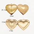 Detailed view of gold stainless steel heart locket pendant with precise size markings. - Style 5
