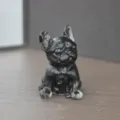 Resin French Bulldog Sculpture Cute Dog Figurine Home Office Desk Decor Ornament Gift - Obsidian