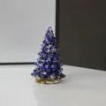 Mini mple xristougenniatiko dentro apo gyali me xryses nifades gia diakosmisi grafeiou. - 5x5x8.5cm / Μπλε Γυαλί