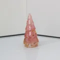 Grava de cristal natural pequeño árbol de navidad artesanal decoración escritorio. - Cuarzo rosa