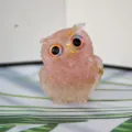 Roze kristal hars uil beeldje met goudvlokken, schattige dierlijke tafeldecoratie thuis. - Rozenkwarts