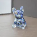 Blue Crystal Resin French Bulldog Figurine Cute Puppy Sculpture Home Office Decor - Lapis Lazuli