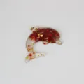 Resin Dolphin Crystal Figurine Ocean Animal Ornament DIY Jewelry Accessory Decor Gift - 6.5*5.5*1cm / Red Coral