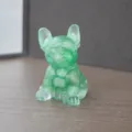 Green crystal resin French bulldog figurine, cute animal sculpture for home office decor. - Aventurine Jade