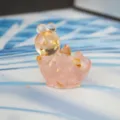 Cute resin crystal turtle figurine miniature desktop ornament for home office decoration. - Rose Quartz