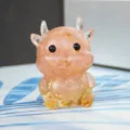 Crystal Epoxy Resin Cartoon Cow Figurine Cute Pink Desktop Ornament for Car Home Decor - Rose Quartz
