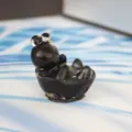 Resin crystal rotating little turtle figurine home office desktop cute decor ornament sculpture - Obsidian