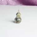 Small epoxy crystal gourd ornament, resin desktop decor with gold flakes and natural stones. - Sparkling Black
