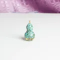 Mini epoxy gourd desktop ornament filled with crystal chips for micro landscape decoration - Turquoise