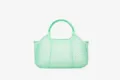 Green PVC mesh jelly bag detail, translucent texture and woven grid design showcase craftsmanship. - 31.5x11x16.5cm / Translucent Green