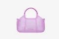 Dettaglio borsa a mano jelly in PVC rete viola trasparente, borsa mare leggera estiva. - 31.5x11x16.5cm / Viola Trasparente