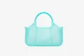 Summer transparent PVC jelly handbag diamond mesh lightweight commuter tote bag stylish design - 31.5x11x16.5cm / Transparent Blue