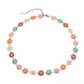 Collar de margaritas esmaltadas de colores, gargantilla de acero inoxidable para mujeres. - Margaritas de Colores