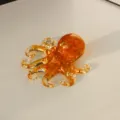 Epoxy resin octopus figurine with gold foil flakes, clear crystal craft for home office desk. - Citrine