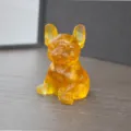 Bernsteinfarbene Harz Französische Bulldogge Figur, Kristall Stil Hund Deko für Büro Tisch. - Citrin