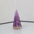Variante de árbol de cristal natural, gema violeta y hoja de oro, pequeña decoración. - Lavanda