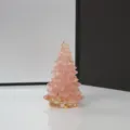 Pink crystal Christmas tree figurine office car ornament holiday home table decor gift - 5x5x8.5cm / Rose Quartz