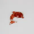 Red Crystal Resin Dolphin Ornament DIY Jewelry Accessory Cute Marine Animal Figurine - 6.5*5.5*1cm / Red Glass