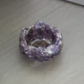 Crystal resin lotus flower treasure basin ornament, purple crystal gemstone desktop decor item. - Dreamy Purple