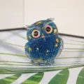 Blaue Harz Kristall Eule Figur Ornament für Heim Büro Tisch Dekoration Kunst Skulptur - Himmelblau