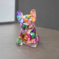 Bunte Harz Kristall Stein Französische Bulldogge Figur, einzigartige Tier Skulptur für Dekoration. - Bunte Muschel