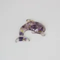 Resin dolphin crystal ornament with amethyst chips and gold flakes for home decor SKU - 6.5*5.5*1cm / Kunzite